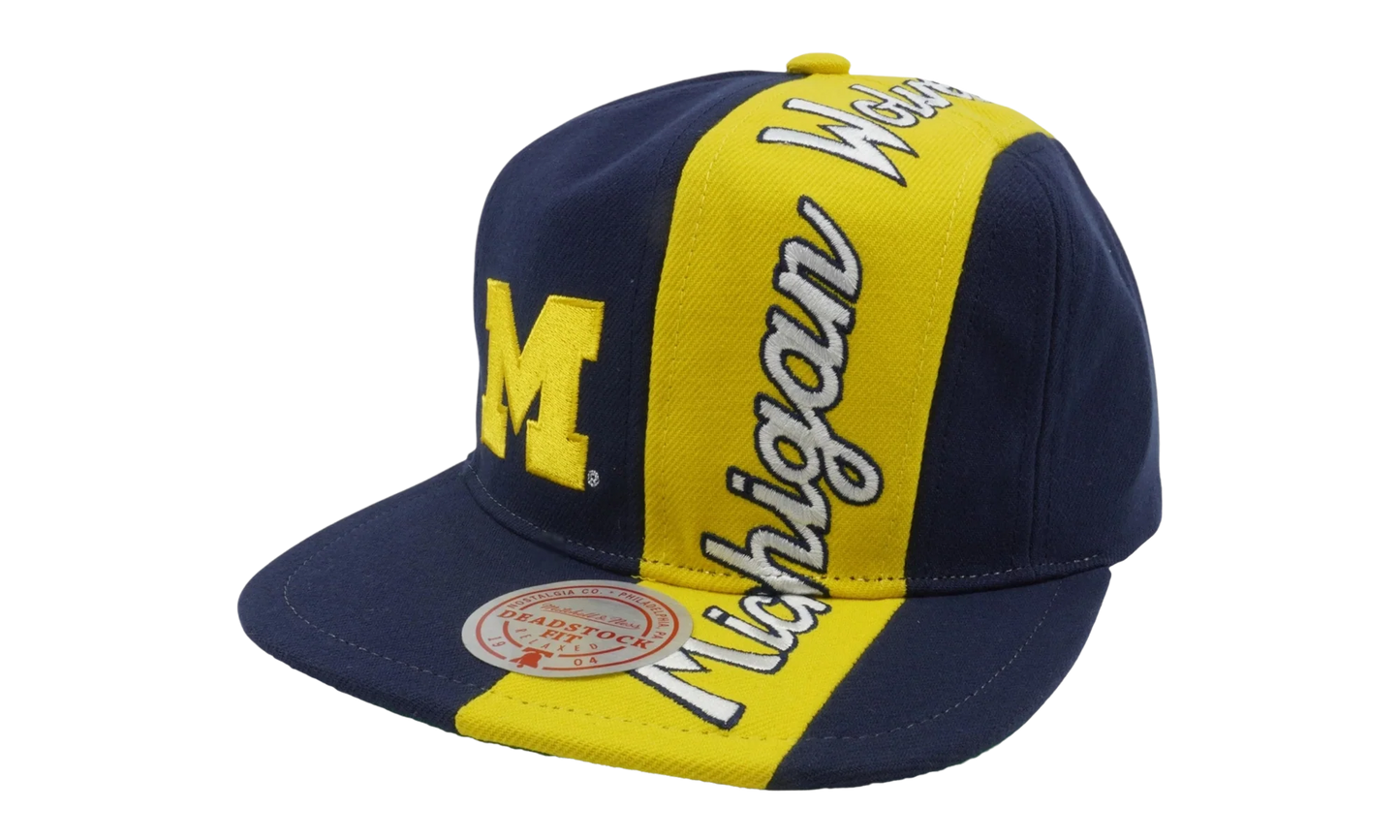 NCAA Over the Top Snapback Cap "Michigan Wolverines - Navy / Yellow" 6MUS1320 UMIYYPPPNYYW