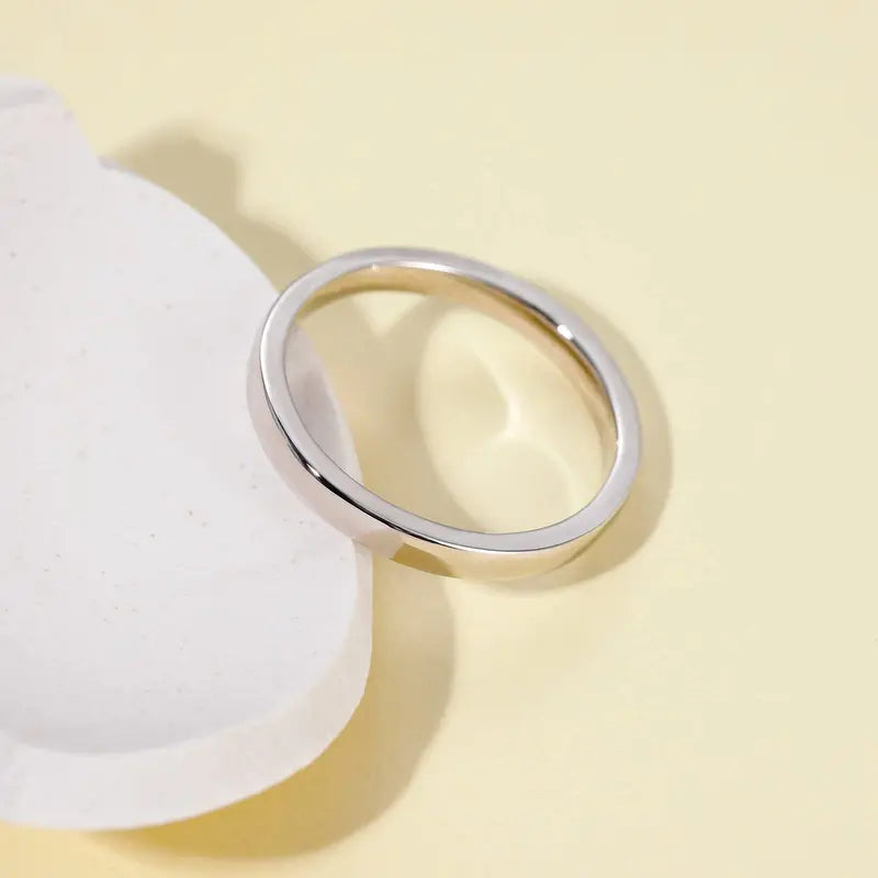 Minimalist 925 Silver Ring, Plain Dome Band for Women