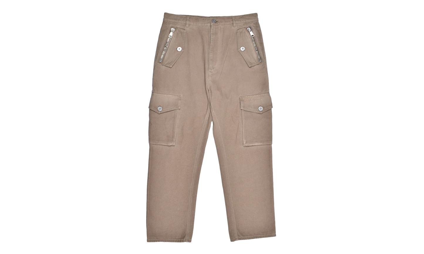 Loose Fit Cropped Cargo Trousers "Light Taupe" AH0PQ006CD968CB