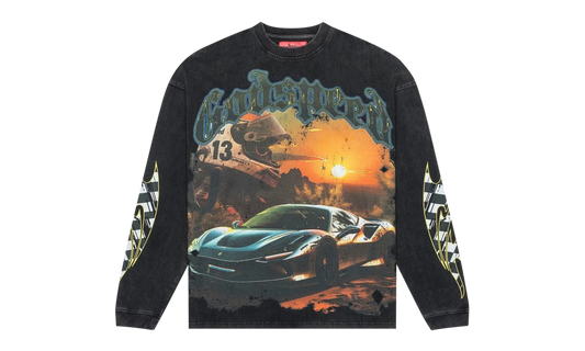 Sunset Drift LS T-Shirt "Black Wash" 8ZDGNQ1F