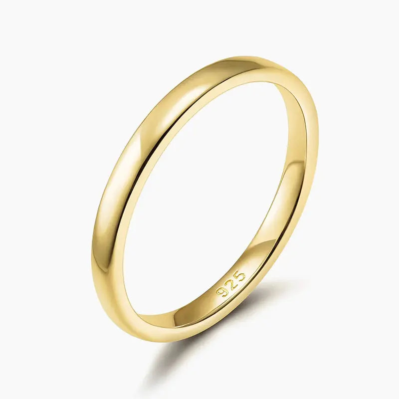 Minimalist 925 Silver Ring, Plain Dome Band for Women