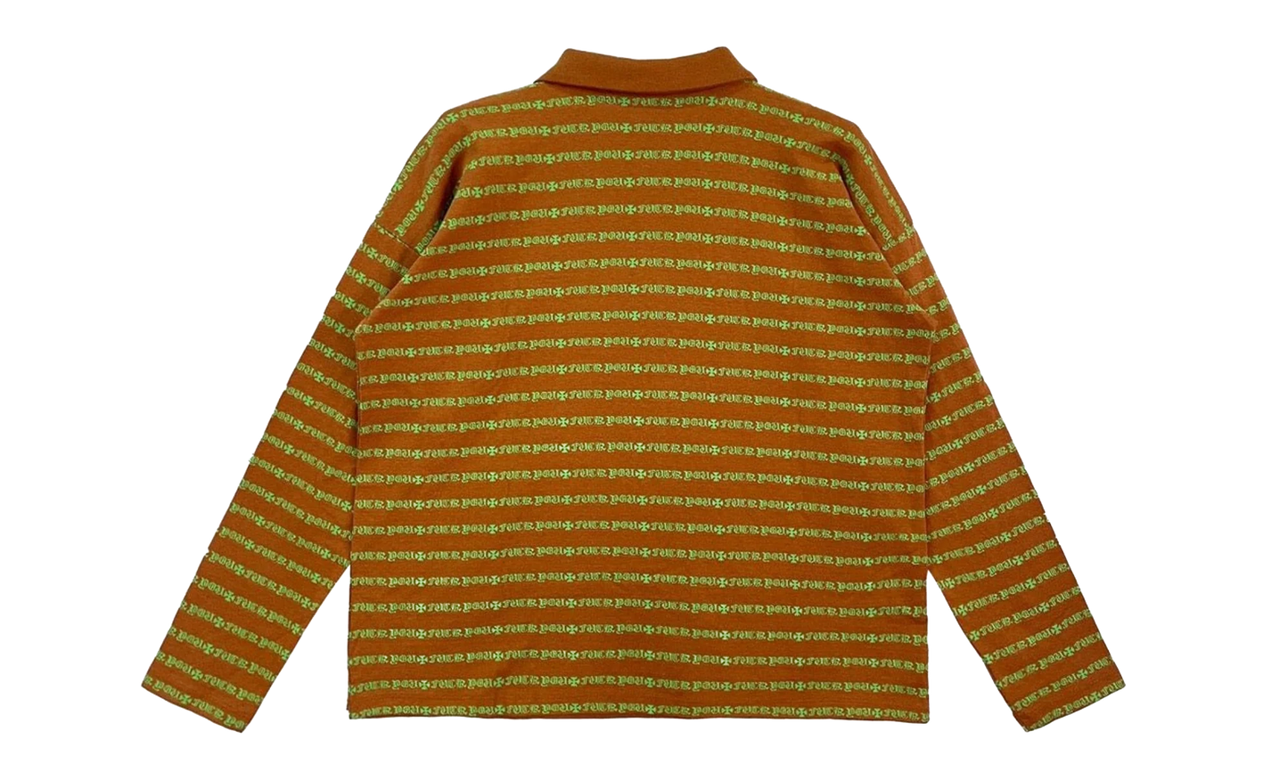 Matty Boy Stripe Long Sleeve Polo "Brown / Green" CHRM0840