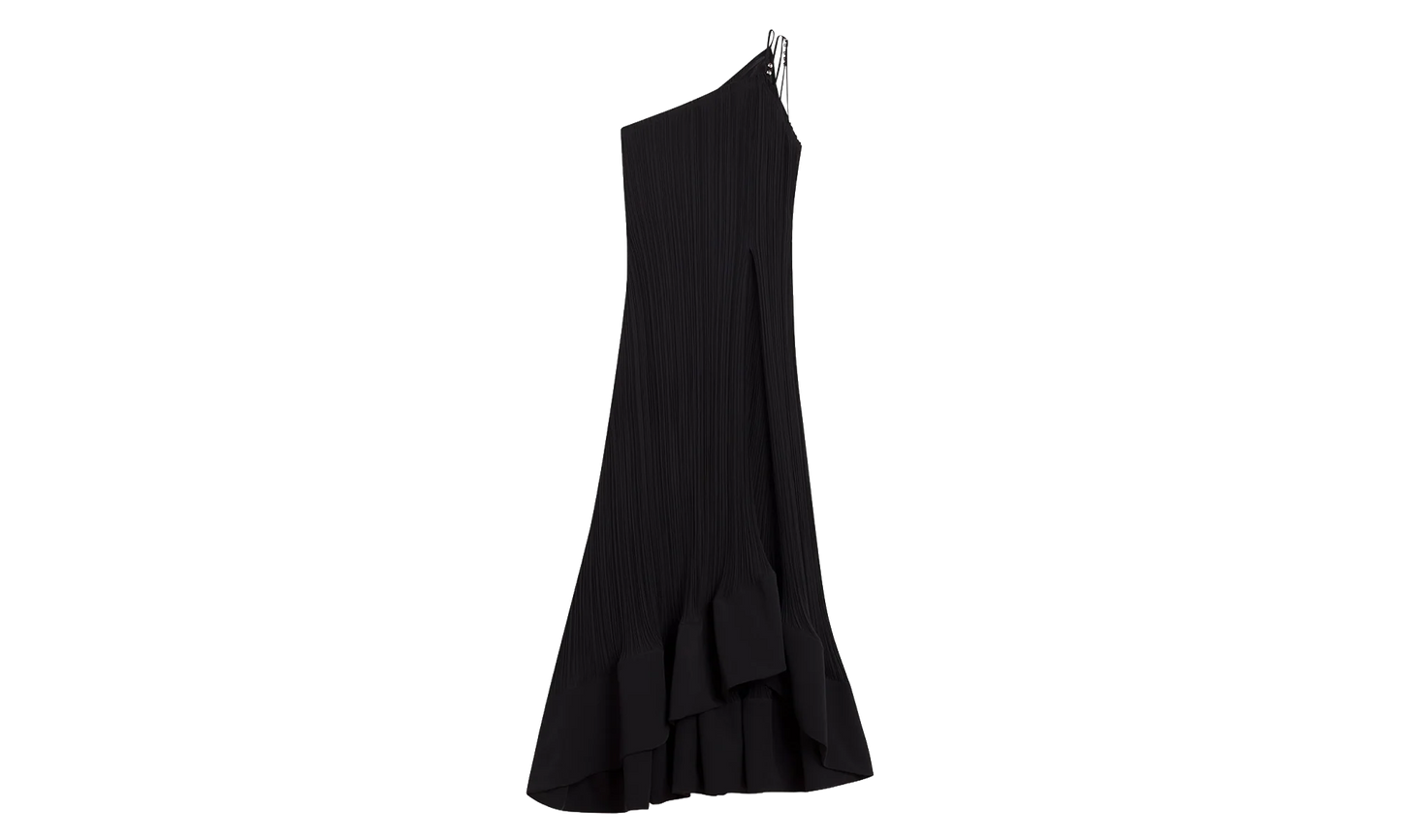 ONE-SHOULDER PLEATED LONG DRESS "Black" RW DR0011 5904 P24_10