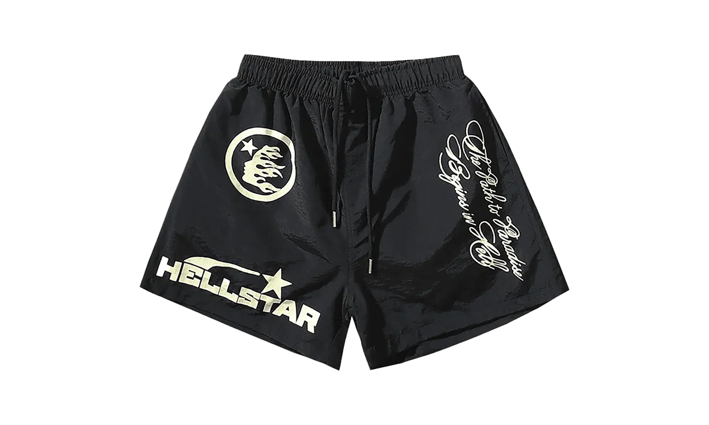 NYLON SHORTS - CURSIVE PRINT "Black" HSR168