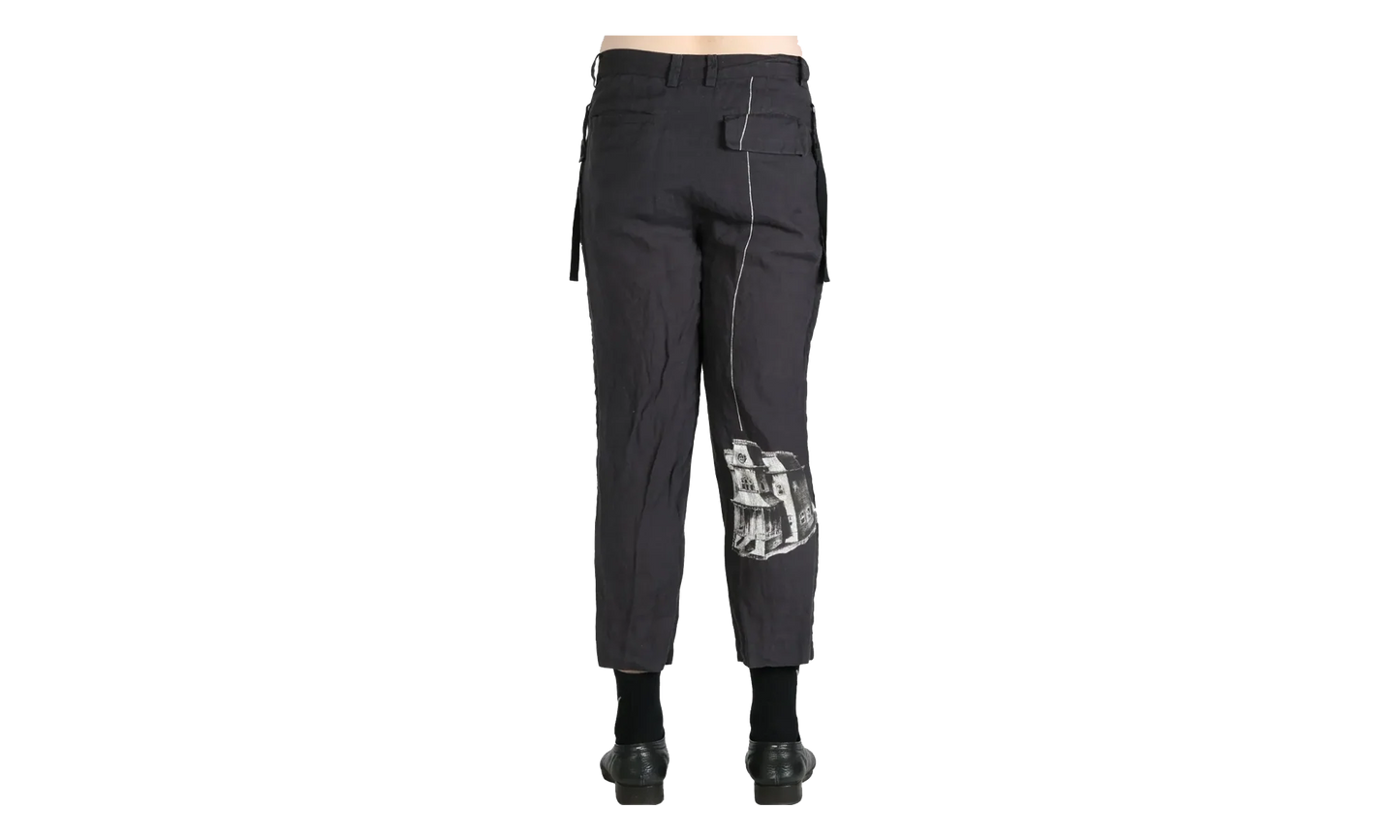 Printed Linen Trouser "Black Base" UC1E4501 1 BLAC