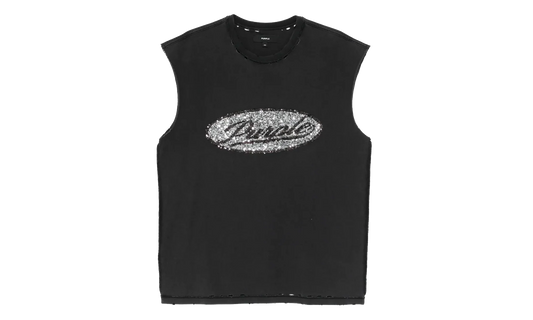 Sequin Script Sleeveless Tee "Black" P103 TBDS226