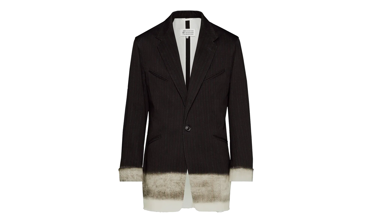 Pinstriped Trompe L'oeil Blazer with Gradient Hem "Black" S50BN0524M35012001S