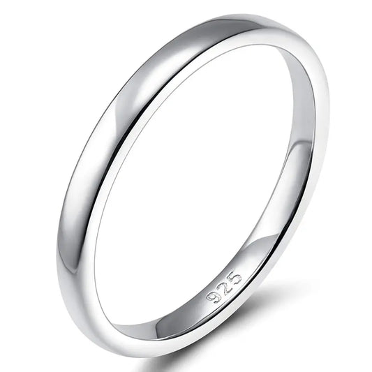Minimalist 925 Silver Ring, Plain Dome Band for Women