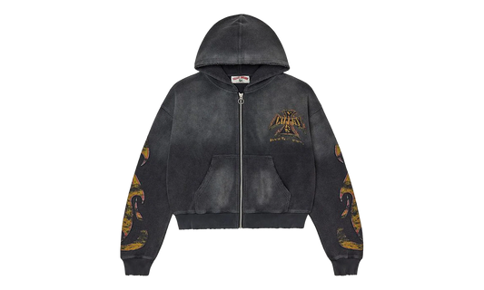 Reborn Waffle Knit Zip Up "Black" VAL139