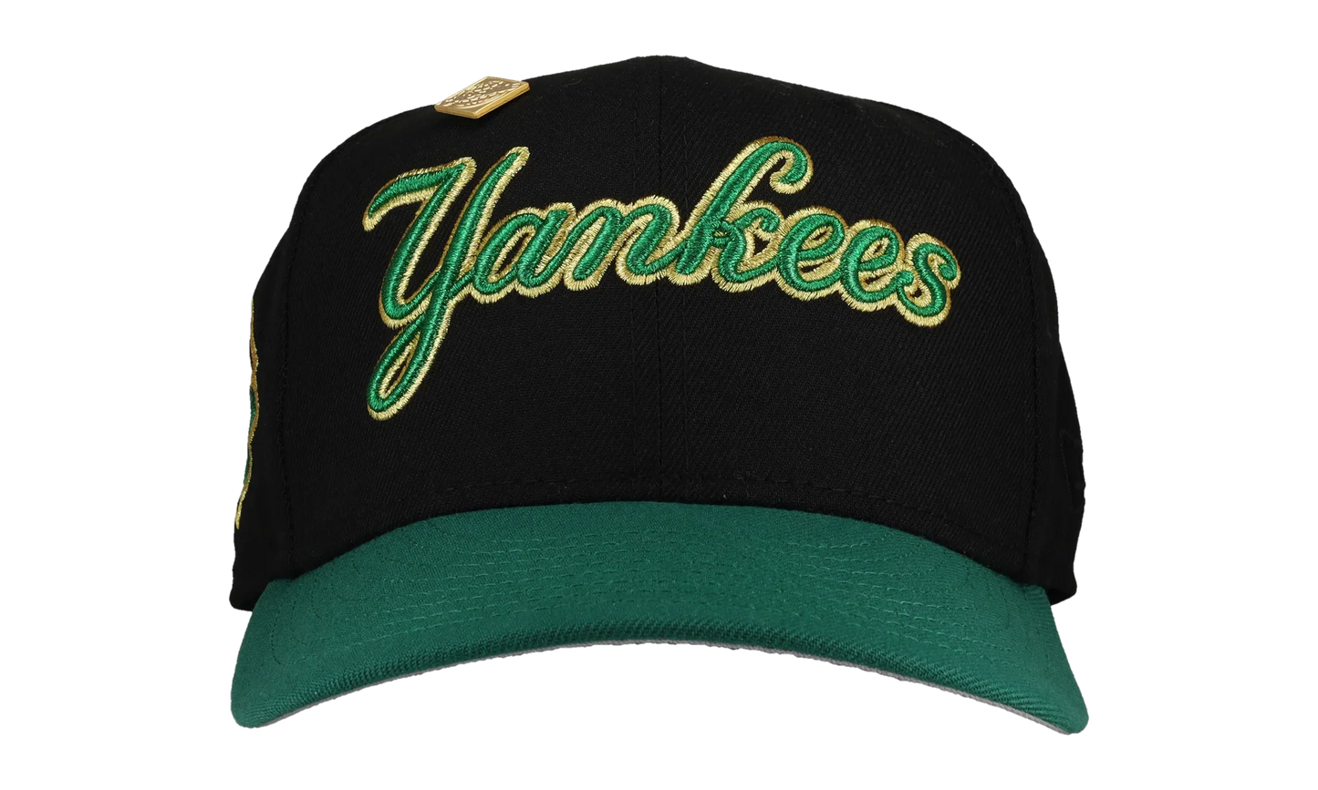 59FIFTY New York Yankees 1999 WS Fitted Hat "Metallic Script - Black / Green / Gold" 123451298979
