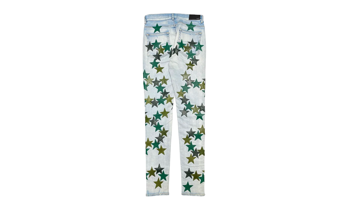 Leather Star Patch Jeans "Chemist - Light Indigo Green Multi" SS22MDS022 485