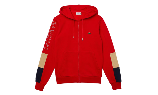 Fleece Zip-Up Hoodie "Red / Beige / Navy" SH6885 51 1FU