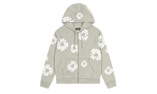 Cotton Wreath Zip Up Hooded Sweatshirt "Grey" DT373