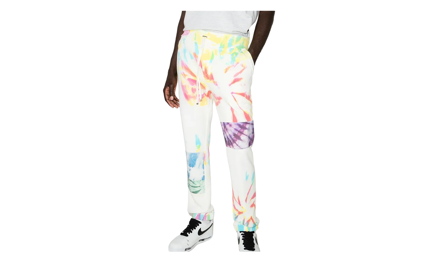 Tie Dye Art Patch Sweatpants "White Multi" MJSP011900
