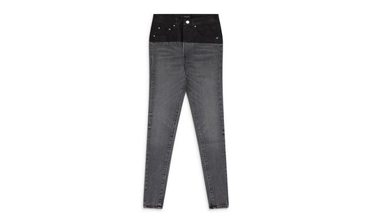 Contrast Leather Skinny Jeans Wmns "Grey" PS22WDS071_BLUE