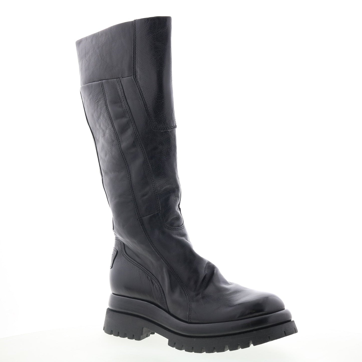 Dulcie Womens Black Leather Zipper Knee High Boots