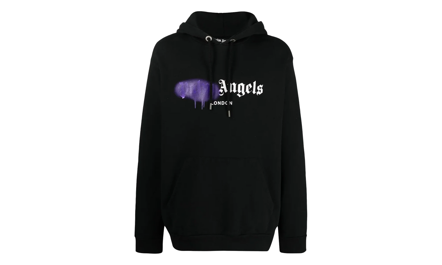 London Sprayed Hoodie "Black / Purple" PMBB003C99FLE0021037