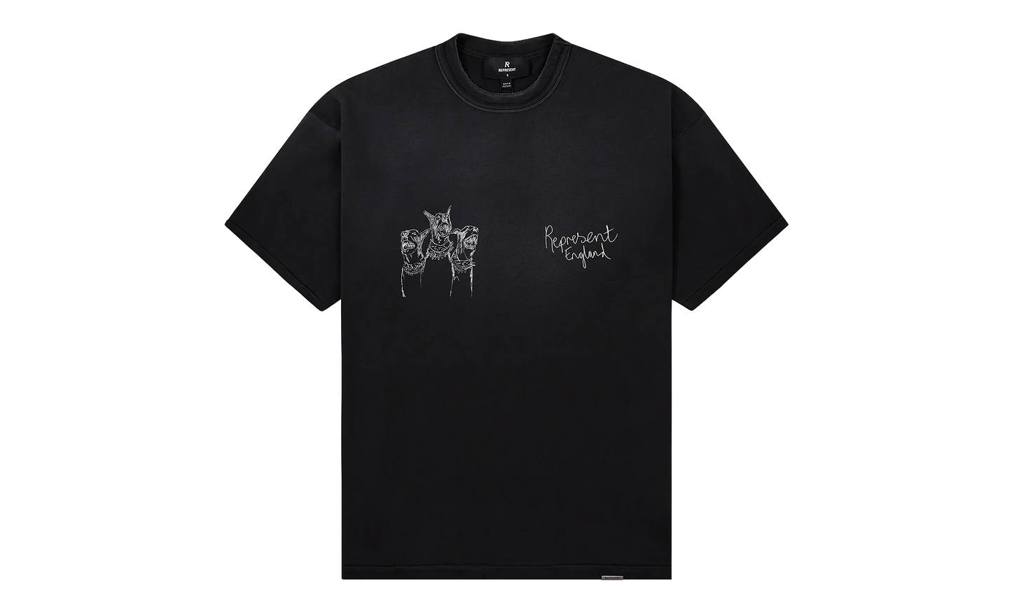 Hand Drawn Thoroughbred Dogs Tee "Aged Black" MLM100383 03