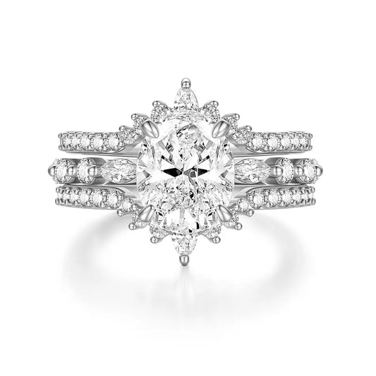 Oval Cut Cubic Zirconia Ring Set