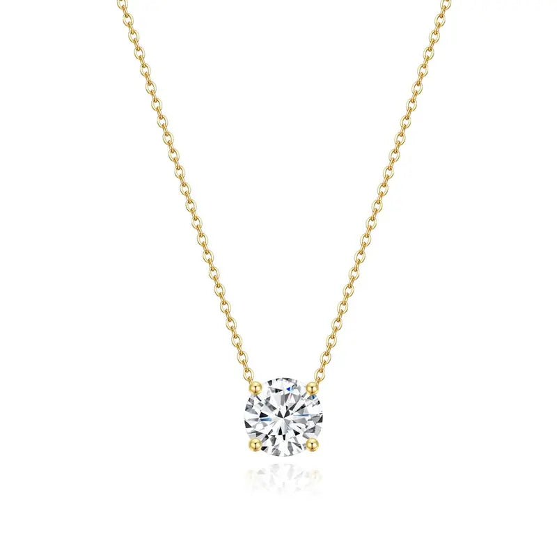Dainty Round Cut CZ Pendant Necklace for Women