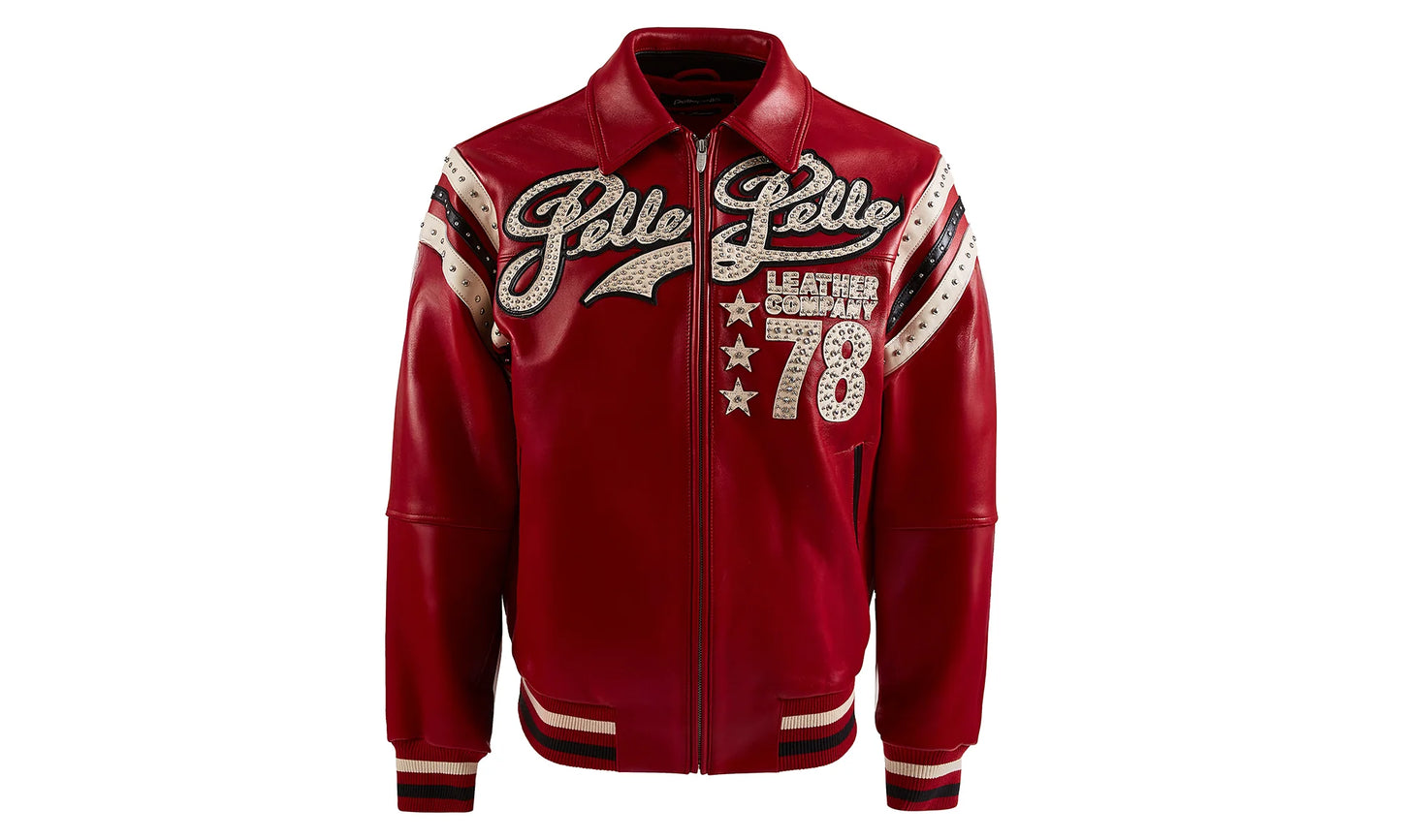 Encrusted Varsity Jacket "Red / Ivory" PP012