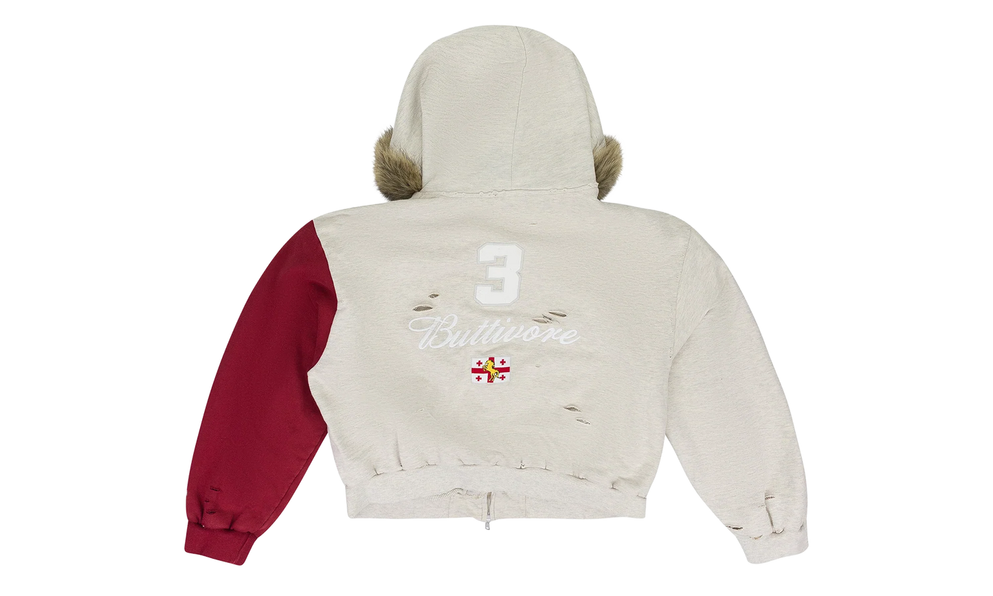 Buttivore Fur Lined Zip Hoodie "Oatmeal Melange" PI00006