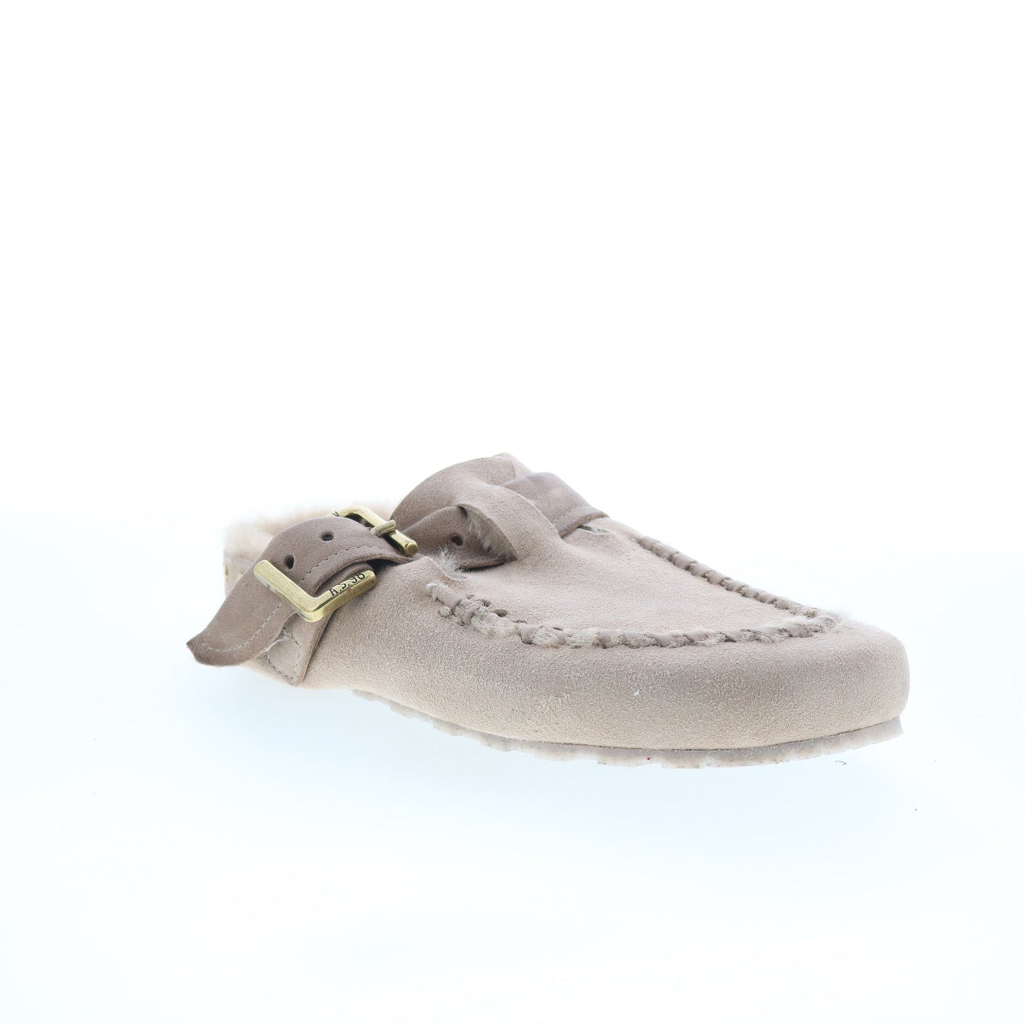 Emmett Womens Beige Suede Hook & Loop Clog Flats Shoes