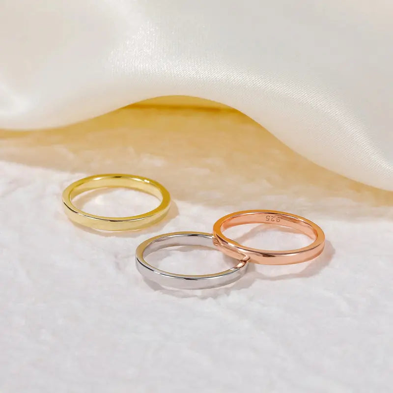 Minimalist 925 Silver Ring, Plain Dome Band for Women