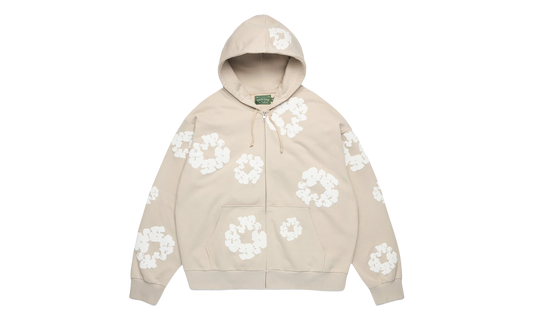 Cotton Wreath Zip Hoodie "Cream" DT613