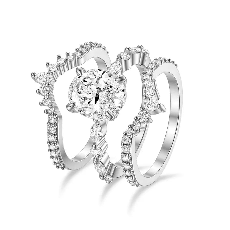 Oval Cut Cubic Zirconia Ring Set