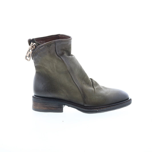 Fleetwood Womens Green Leather Zipper Casual Dress Boots