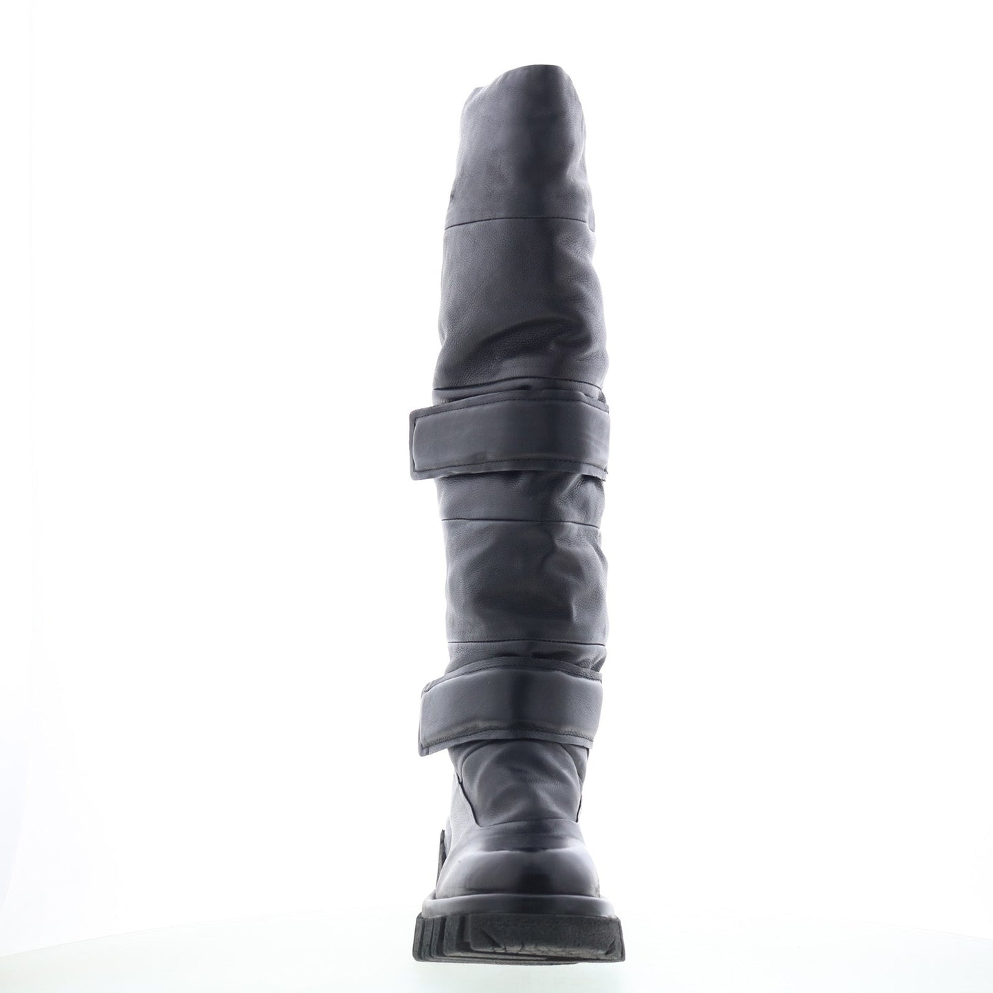 Halpert Womens Black Leather Zipper Knee High Boots