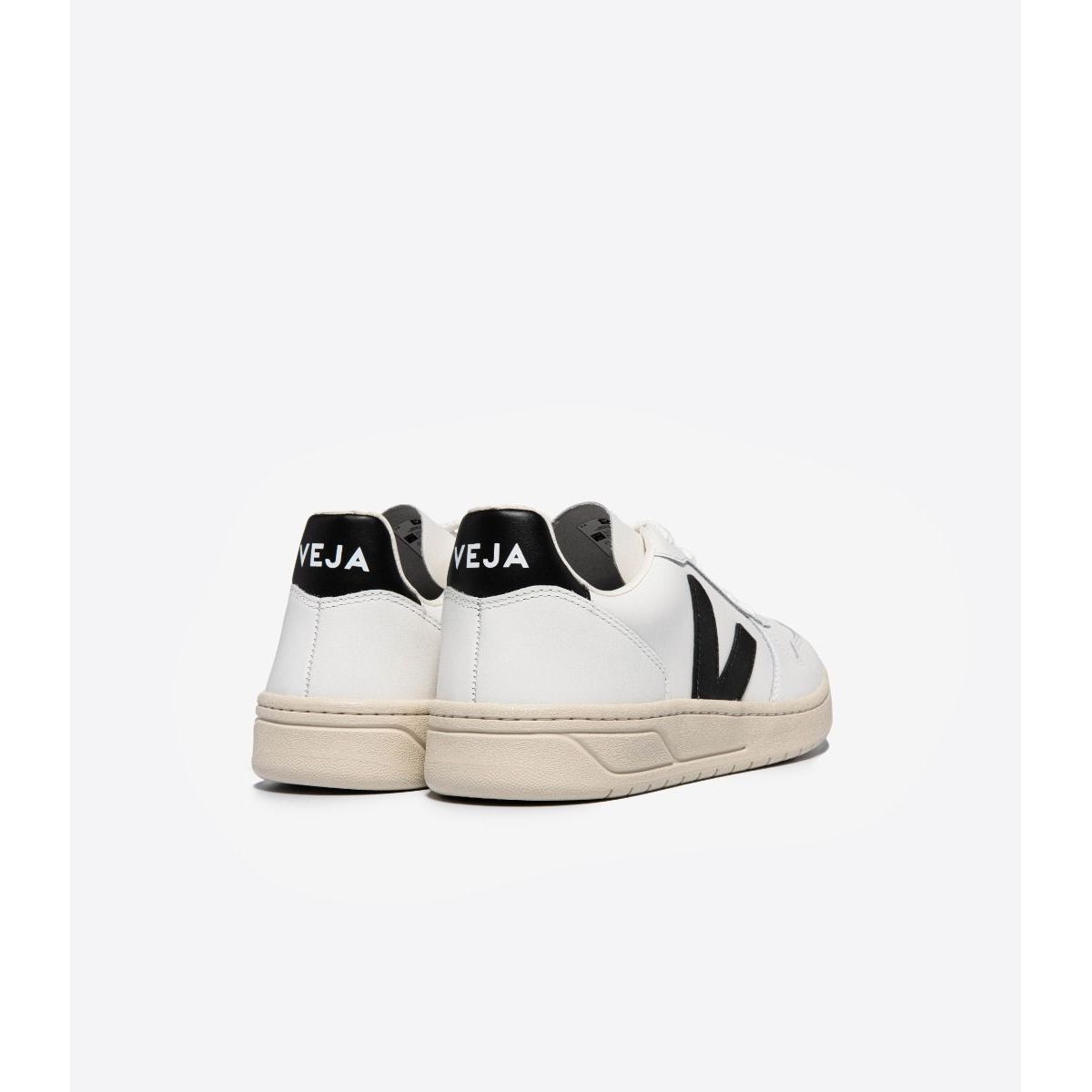 Men's V-10 Leather Sneaker in White Black